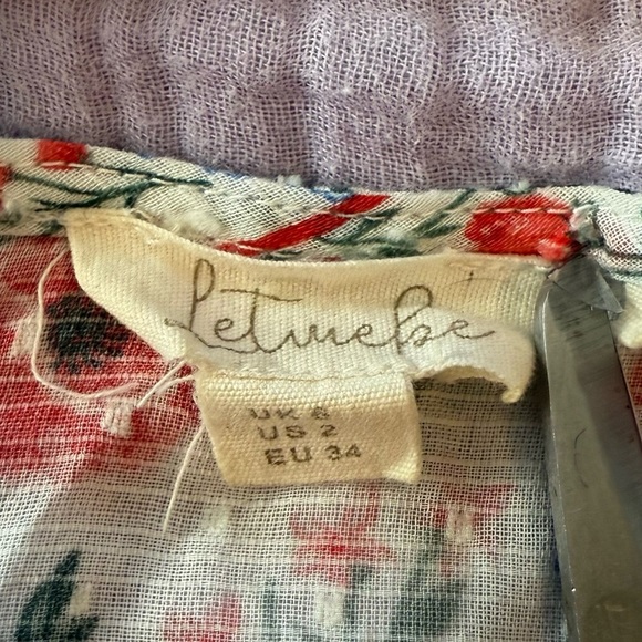 Let Me Be Vibrant Patchwork Blouse with Ruffle Sleeves, 100% Cotton, Size 2 - Picture 8 of 11